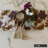 Brown Floral - Silk Dupioni Ivory, Gold, Purple Decorative Table Runners
