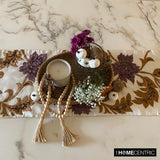 Brown Floral - Silk Dupioni Ivory, Gold, Purple Decorative Table Runners