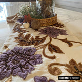 Brown Floral - Silk Dupioni Ivory, Gold, Purple Decorative Table Runners