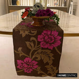 Blossoms Applique - Silk Dupioni Dark Brown, Olive Green, Fuchsia Pink Decorative Table Runners