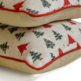 Merry Pine - Green & Red Jacquard Decorative Lumbar Cushion Cover