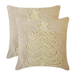 Beige Linen Home Decor Throw Cushion Cover - Snow Pearl Tree