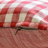 Red Merry Grid - Red Cotton Decorative Lumbar Cushion Cover