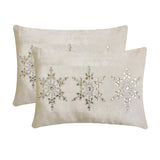 Shimmer Frost - White Velvet Decorative Lumbar Cushion Cover