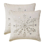 Crystal Flake - White Velvet Decorative Throw  Cushion Cover