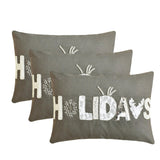Holiday Season - Gray Linen Decorative Word  Lumbar Cushion Cover
