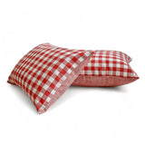 Grid Loom Red - Red Cotton Decorative Lumbar Cushion Cover
