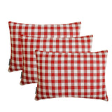 Grid Loom Red - Red Cotton Decorative Lumbar Cushion Cover