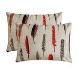 Feather Fluff Red - Red Satin Home Decor Lumbar Cushion Cover