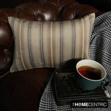 Linear Stripe Beige - Beige Velvet Striped Oblong Lumbar Cushion Cover