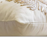 Luminous Pine - White & Gold Silk Decorative Throw Cushion Cover