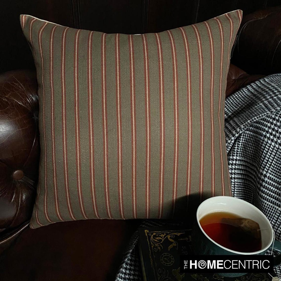 Linear Plush Green Throw Cushion Cover