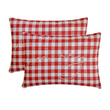 Holiday Merry - Red Cotton Christmas Checkered, Merry Lumbar Cushion Cover