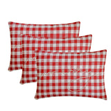 Holiday Merry - Red Cotton Christmas Checkered, Merry Lumbar Cushion Cover