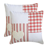 Heart Check - Red Cotton Decorative Throw  Cushion Cover