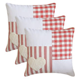 Heart Check - Red Cotton Decorative Throw  Cushion Cover