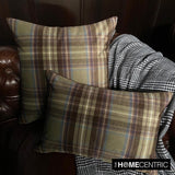 Plaidflow Olive - Green Velvet Winter Plaid Lumbar Cushion Cover
