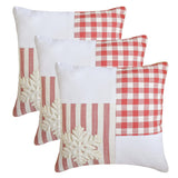 Snowflake Check - Red Cotton Christmas Snowflake Throw Cushion Cover