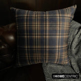 Plaidscape Navy - Navy Blue Velvet Winter Plaid  Throw Cushion Cover