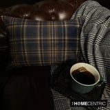 Plaidflow Navy - Blue Velvet Winter Plaid Lumbar Cushion Cover