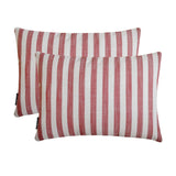 Lush Lines Red - Red Cotton Decorative Lumbar Cushion Cover
