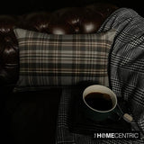 Plaidflow Gray - Gray Velvet Winter Plaid Lumbar Cushion Cover