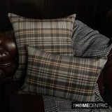 Plaidflow Gray - Gray Velvet Winter Plaid Lumbar Cushion Cover
