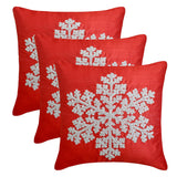 Snowlit Flake - Red Silk Decorative  Throw Cushion Cover