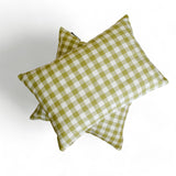 Grid Loom Verde - Green Cotton Decorative Lumbar Cushion Cover