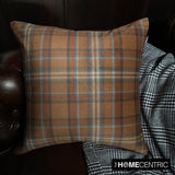 Plaidscape Orange - Orange Velvet Winter Plaid  Throw Cushion Cover