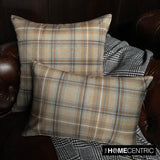 Plaidflow Beige - Beige Velvet Winter Plaid Lumbar Cushion Cover