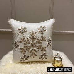 Dewdrop Flake - White Silk Decorative Throw  Cushion Cover