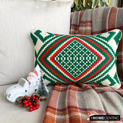 Casablanca Noel - Red & Green Jacquard Decorative Lumbar Cushion Cover