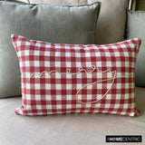 Holiday Merry - Red Cotton Christmas Checkered, Merry Lumbar Cushion Cover