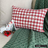 Holiday Merry - Red Cotton Christmas Checkered, Merry Lumbar Cushion Cover
