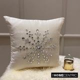 Crystal Flake - White Velvet Decorative Throw  Cushion Cover