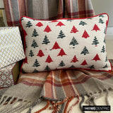 Merry Pine - Green & Red Jacquard Decorative Lumbar Cushion Cover