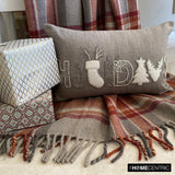 Holiday Twinkle - Gray & Silver Linen Decorative Lumbar Cushion Cover