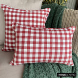 Grid Loom Red - Red Cotton Decorative Lumbar Cushion Cover