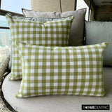 Grid Loom Verde - Green Cotton Decorative Lumbar Cushion Cover