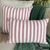 Lush Lines Red - Red Cotton Decorative Lumbar Cushion Cover