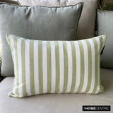 Lush Lines Verde - Green Cotton Decorative Lumbar Cushion Cover