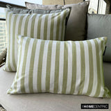 Lush Lines Verde - Green Cotton Decorative Lumbar Cushion Cover