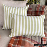 Lush Lines Verde - Green Cotton Decorative Lumbar Cushion Cover