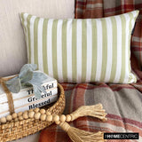 Lush Lines Verde - Green Cotton Decorative Lumbar Cushion Cover