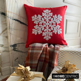 Snowlit Flake - Red Silk Decorative  Throw Cushion Cover