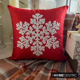 Snowlit Flake - Red Silk Decorative  Throw Cushion Cover