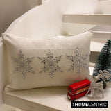 Shimmer Frost - White Velvet Decorative Lumbar Cushion Cover