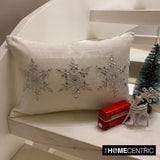 Shimmer Frost - White Velvet Decorative Lumbar Cushion Cover
