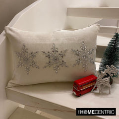 Shimmer Frost - White Velvet Decorative Lumbar Cushion Cover